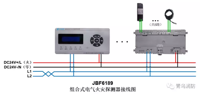 JBF6189<a href=http://m.drjh.com.cn/dianqihuozai/ target=_blank class=infotextkey>電氣火災(zāi)監(jiān)控</a>系統(tǒng)產(chǎn)品接線圖