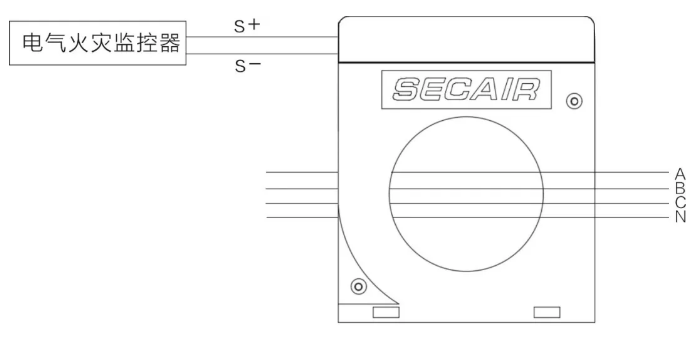 J-SCM41(160)剩余電流式<a href=http://m.drjh.com.cn/dianqihuozai/ target=_blank class=infotextkey>電氣火災監控</a>探測器接線圖
